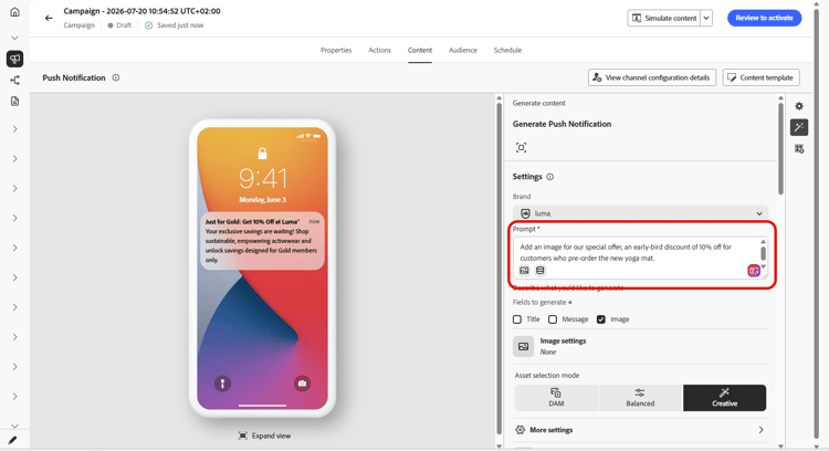 Generate Content image generation for push