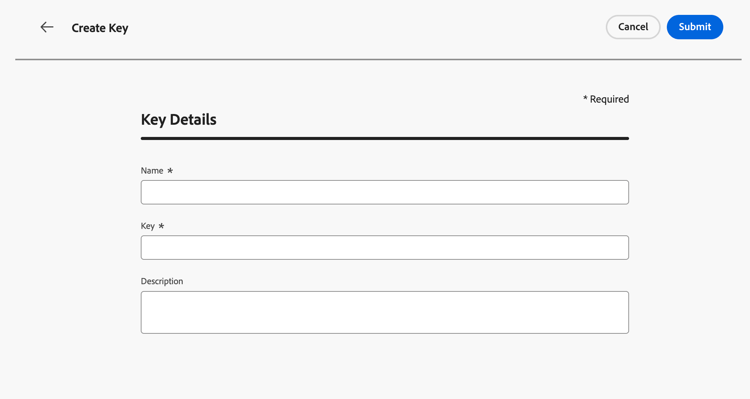 Key details in Key registry section