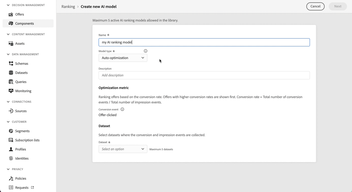 Personalized optimization model | Adobe Experience Platform