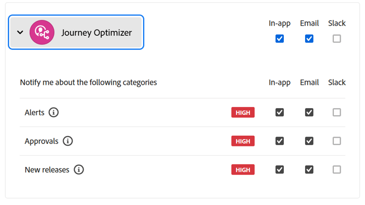 Notification preferences