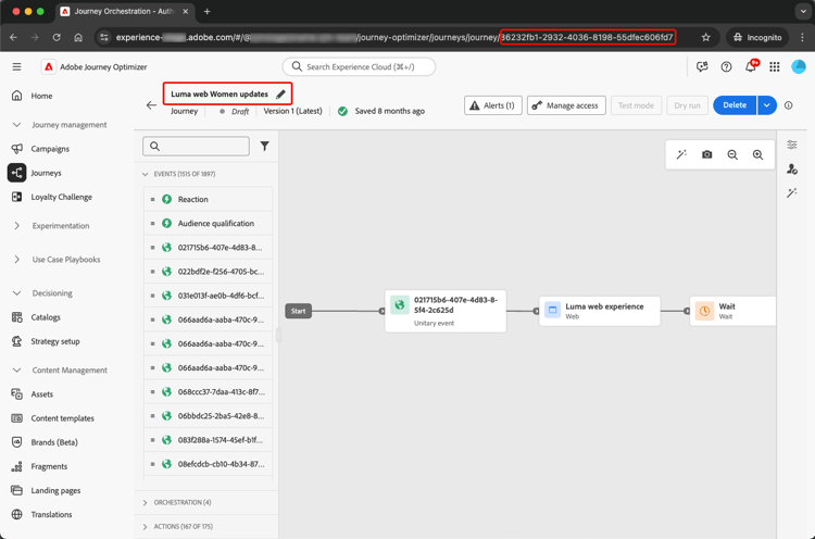 Journey ID location in journey URL or properties panel