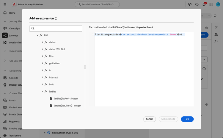 Add a condition with list