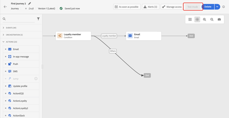 Journey path with exclusion branch using End activity