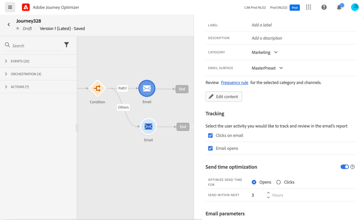 Add a message in a journey | Adobe Journey Optimizer