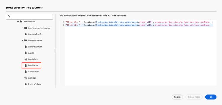 Custom action's request parameters including the decision policy
