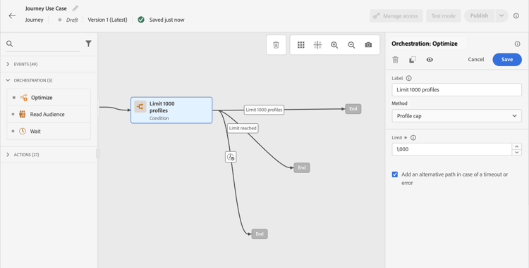 Profile cap condition with maximum profile limit input field