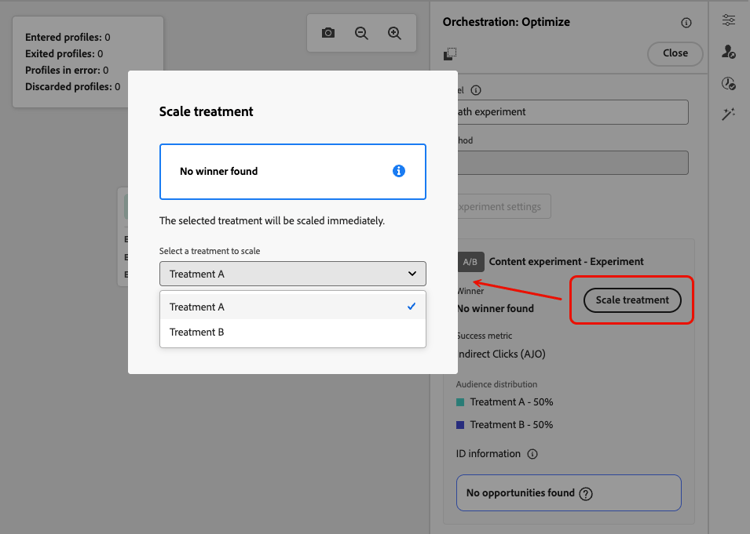 Scale treatment selection in path experiment