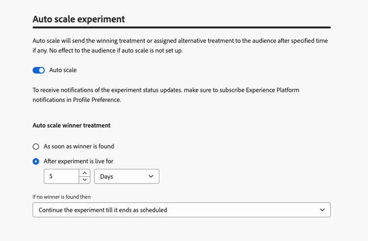 Auto-scale time selection in path experiment
