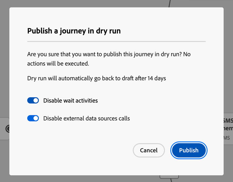 Confirm the journey dry run publication