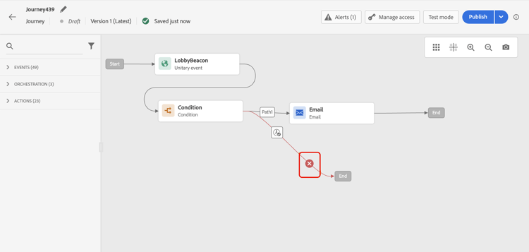 Delete path icon to remove an alternative path