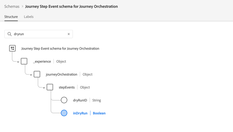 Journey dry run schema attributes
