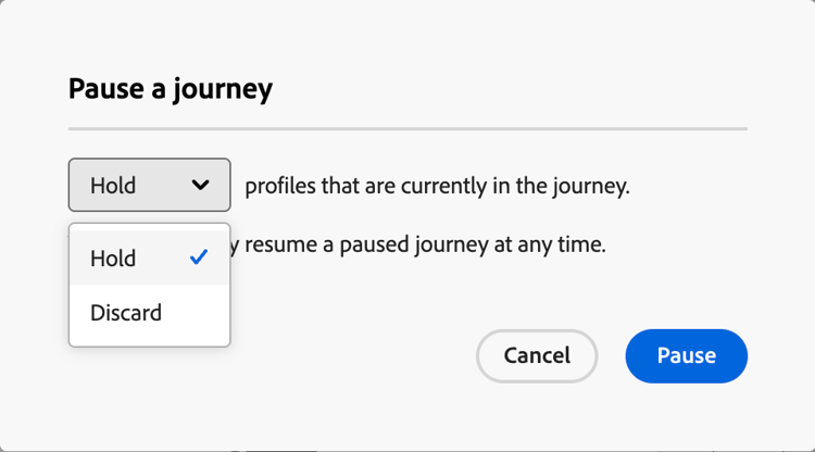 Pause journey options