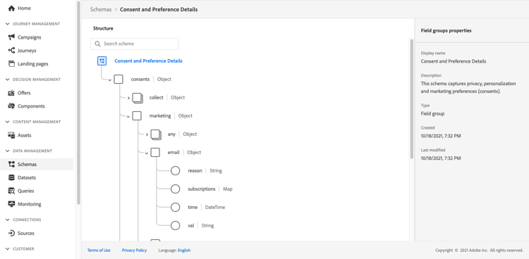 This field group includes the subscriptions element