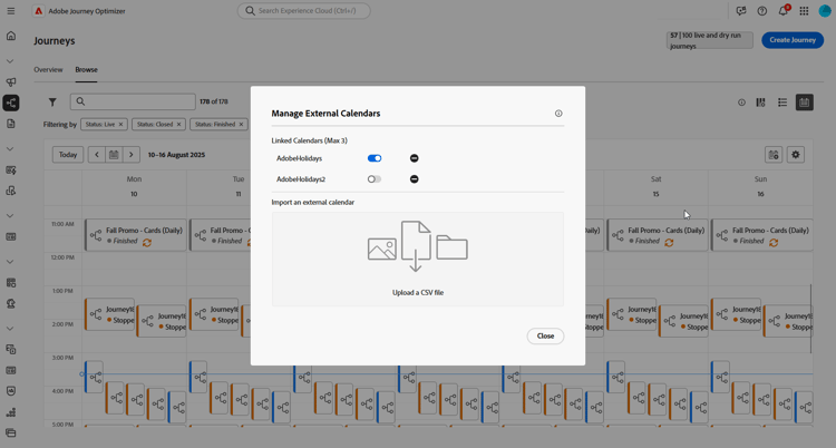 calendar view showing external calendars
