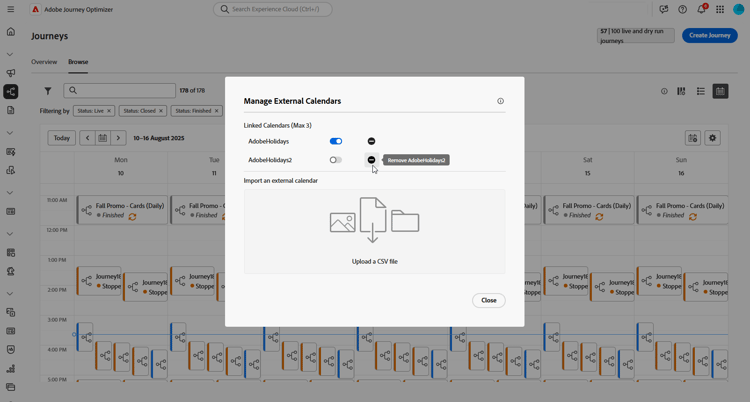calendar view showing external calendars