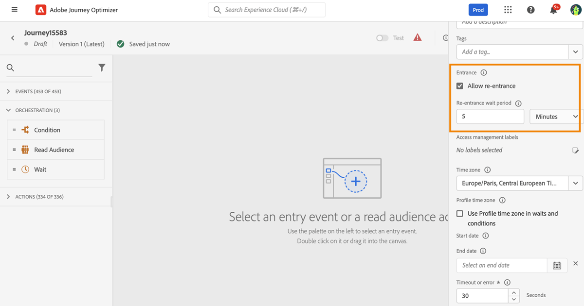 Profile entry management | Adobe Journey Optimizer