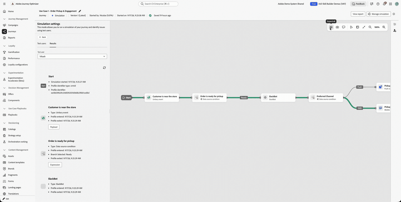 Content preview in the journey canvas