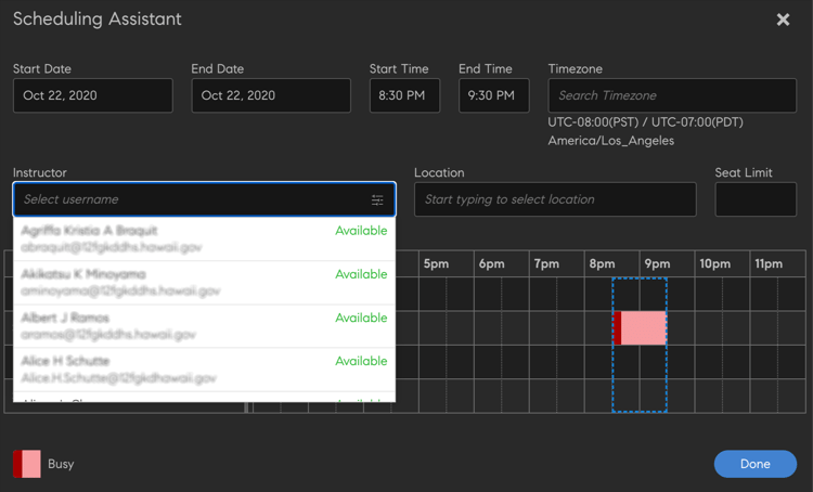 Select multiple instructors