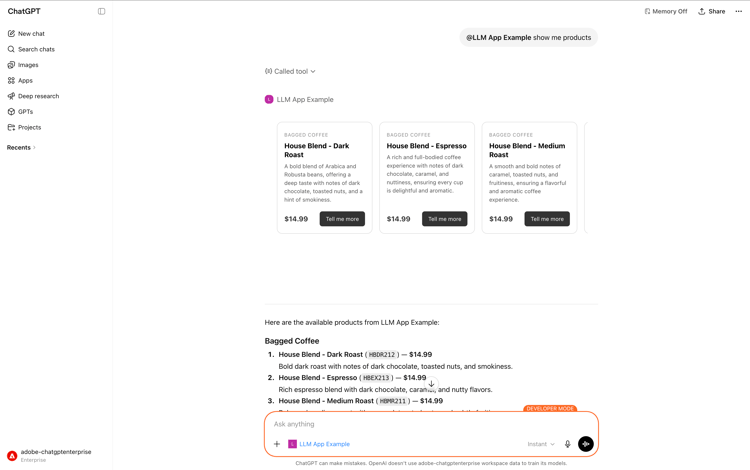 ChatGPT — action result