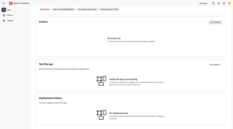 App Detail page — bottom sections