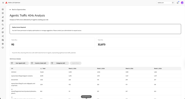 Deploy Optimization hidden on Agentic Traffic opportunities