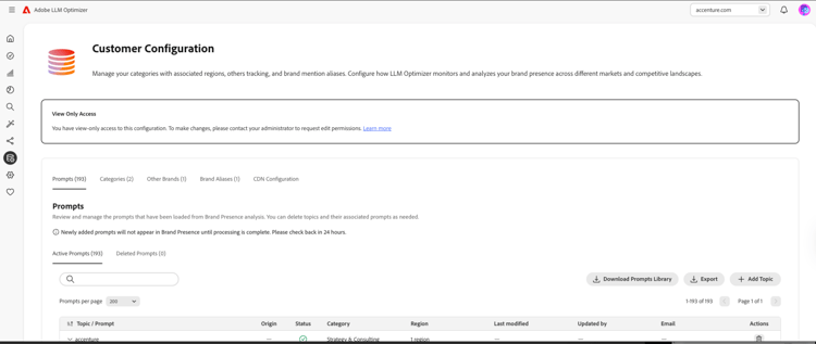 Customer Configuration restrictions for read-only users