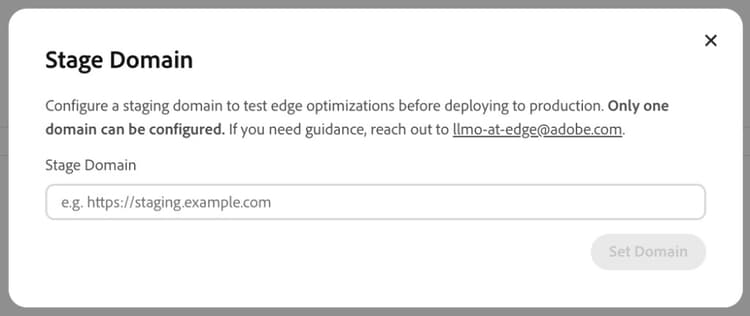 Stage Domain input dialog