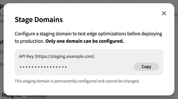 Staging domain API key