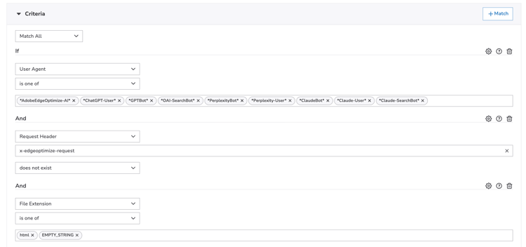 Set routing criteria