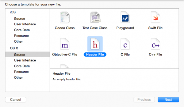 Select "Header File"