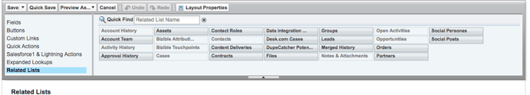 1. Click Fields and add the Account field where you