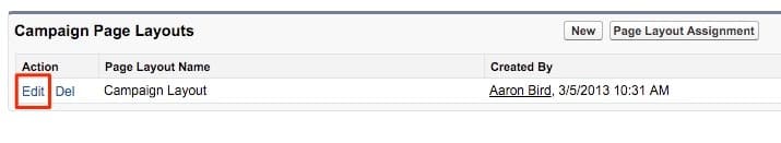 1. Click Edit next to the page layout that you want