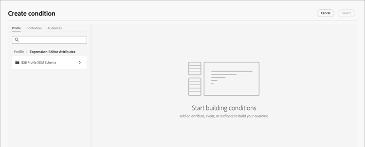 Create condition dialog