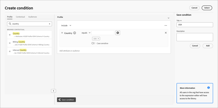 Add a name and description for the conditional rule
