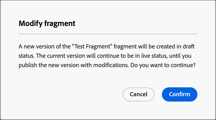 Create draft version dialog