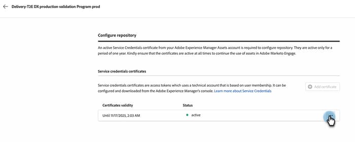 The certificate has been added