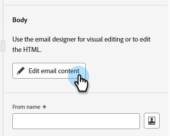 Edit email content button