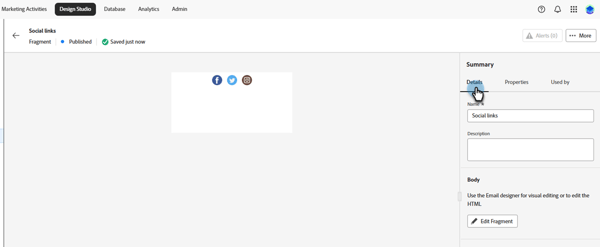 View details for a published fragment