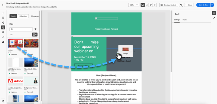 Choose an AEM Assets repository to access the image assets