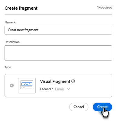Create fragment modal