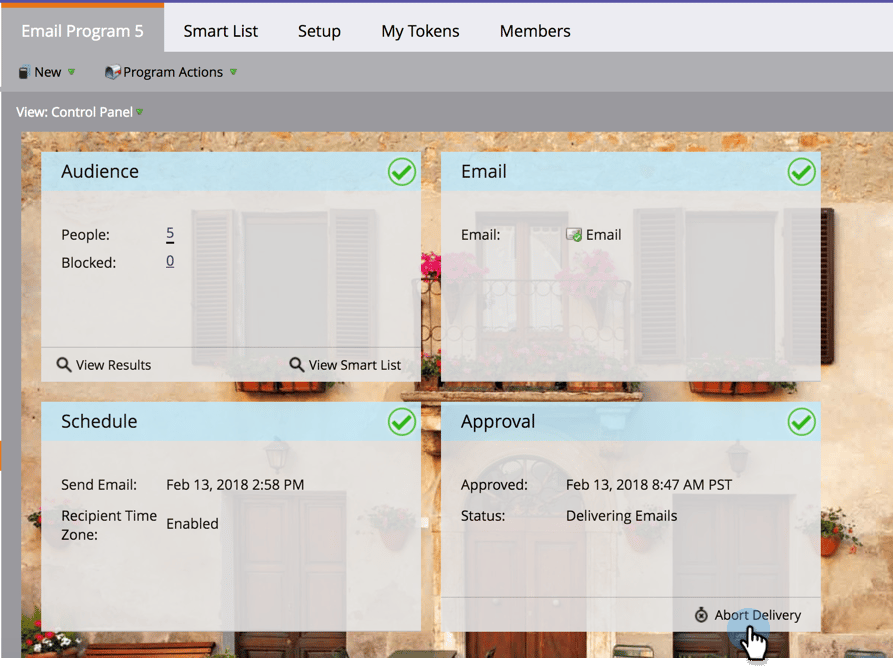 Abort Delivery of Email Programs Scheduled with Recipient Time Zone