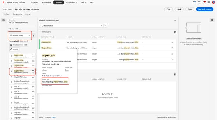 New field path in data view