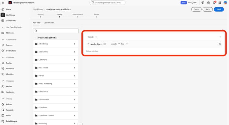 AEP dataflow filter rules