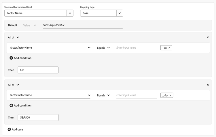 Dataset rule - map single factor dataset