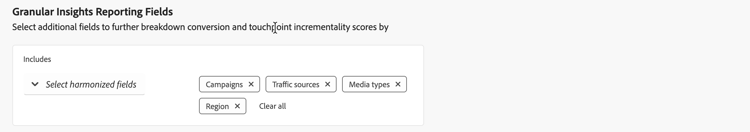 Define granular insights reporting fields