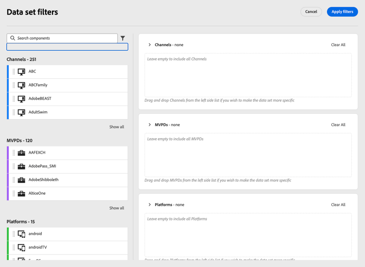 ESM Dashboard filters