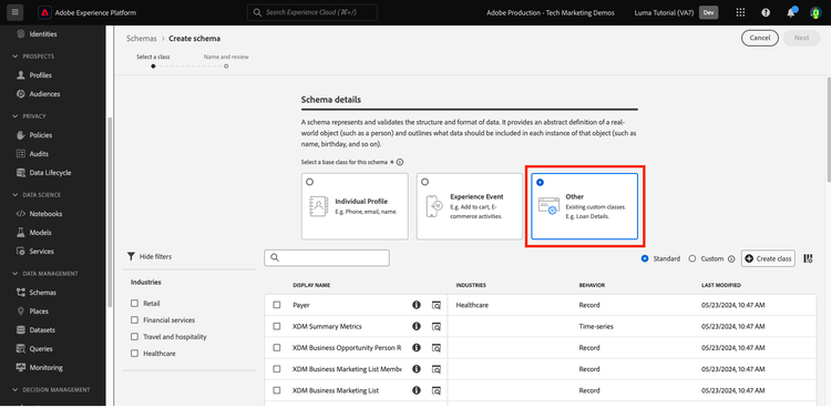 Create new Schema