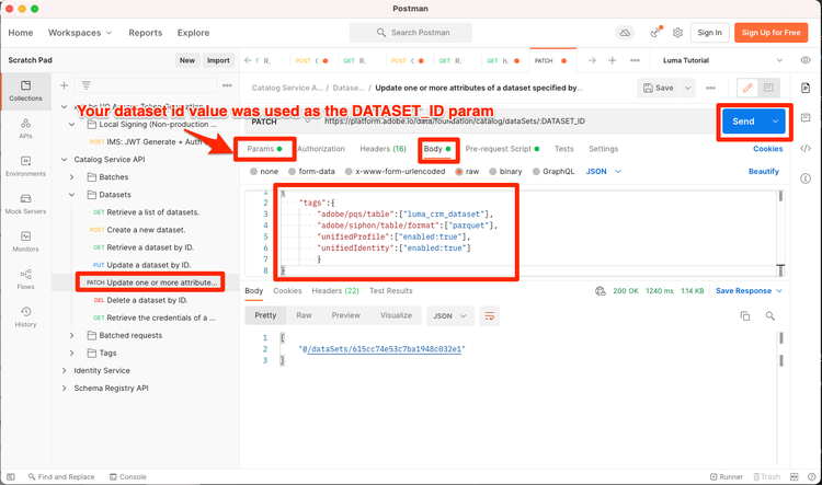 Enable the CRM dataset for profile, making sure to use your custom dataset id as the DATASET_ID param