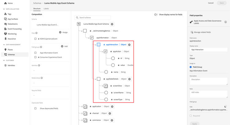 app interaction schema