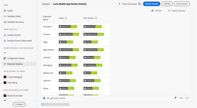 Extension versions
